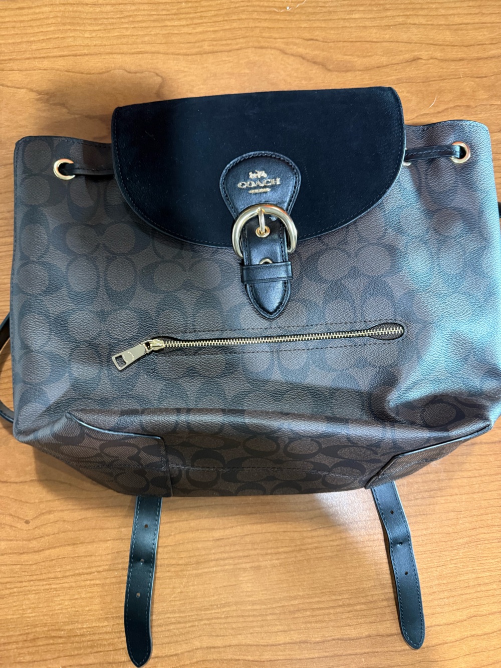 Coach Brown Interior Leather-Trim Backpack